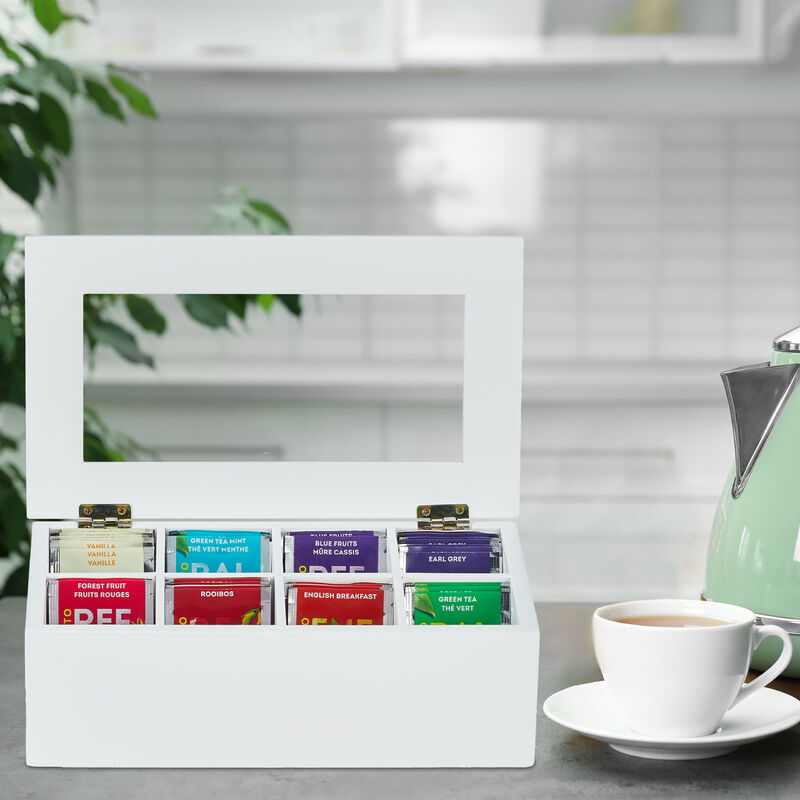 Relaxdays Scatola Porta Tè & Tisane, 12 Scomparti Per Bustine & Capsule Del  Caffè, Cofanetto Con Coperchio, Marrone -  - Offerte E Coupon:  #BESLY!