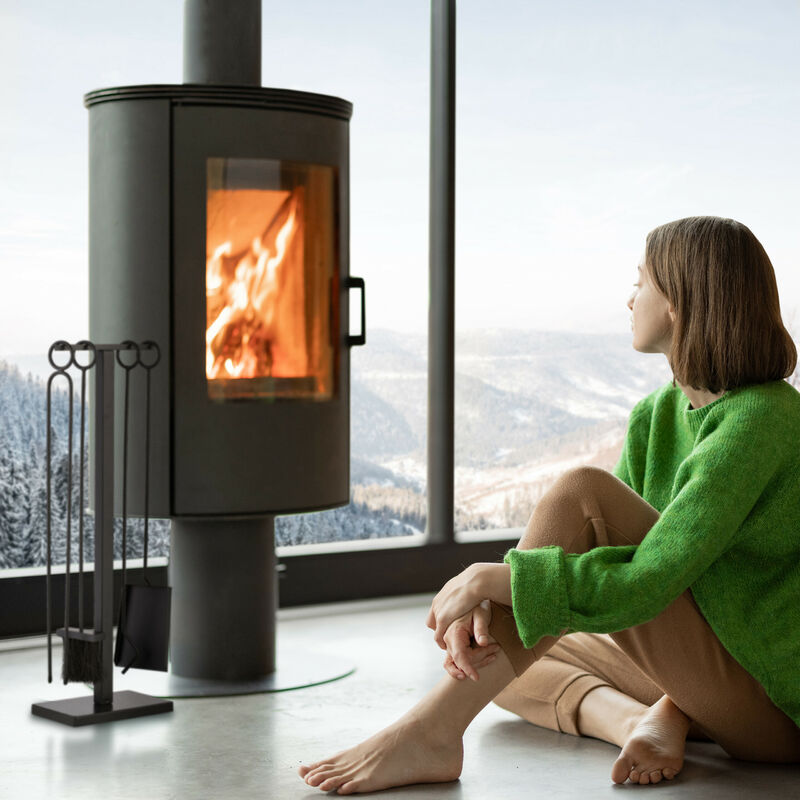 Caminetto Da Esterno In Ghisa Relaxdays - Stufa Da Giardino Con Parascintille E Attizzatoio, Design Antico Bronzo/Nero 86x46x38 Cm - Foto 7