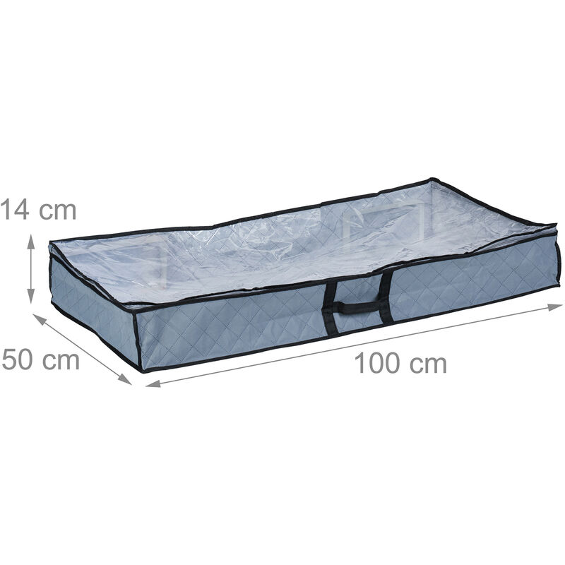 2 Contenitori Sotto Il Letto 50L Pieghevoli Con Coperchio E Cerniera - Grigi 76x38x17 Cm - Organizer Per Vestiti E Biancheria