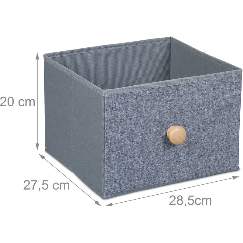 Relaxdays Scatola Portaoggetti, Set 4 Box in Stoffa 16 L, Organizer  Portagiochi, Pieghevole, HLP 20x28,5x27,5 cm, Grigio