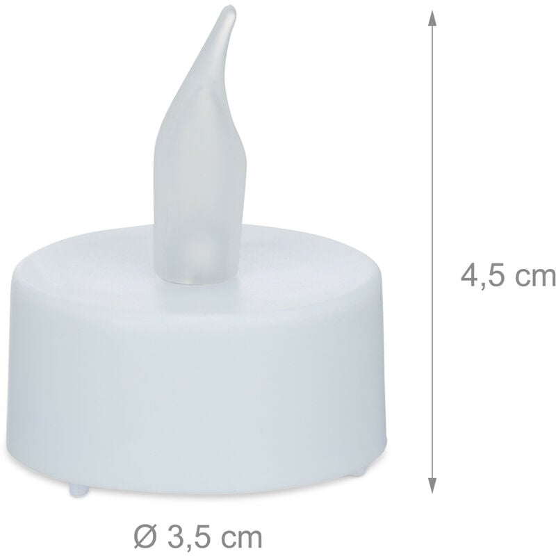 Relaxdays Candele a LED, Set da 50 Tea Light Rotondi, Elettriche, Candeline  senza Fiamma, HxD: 4,5 x 3,5 cm, Bianco