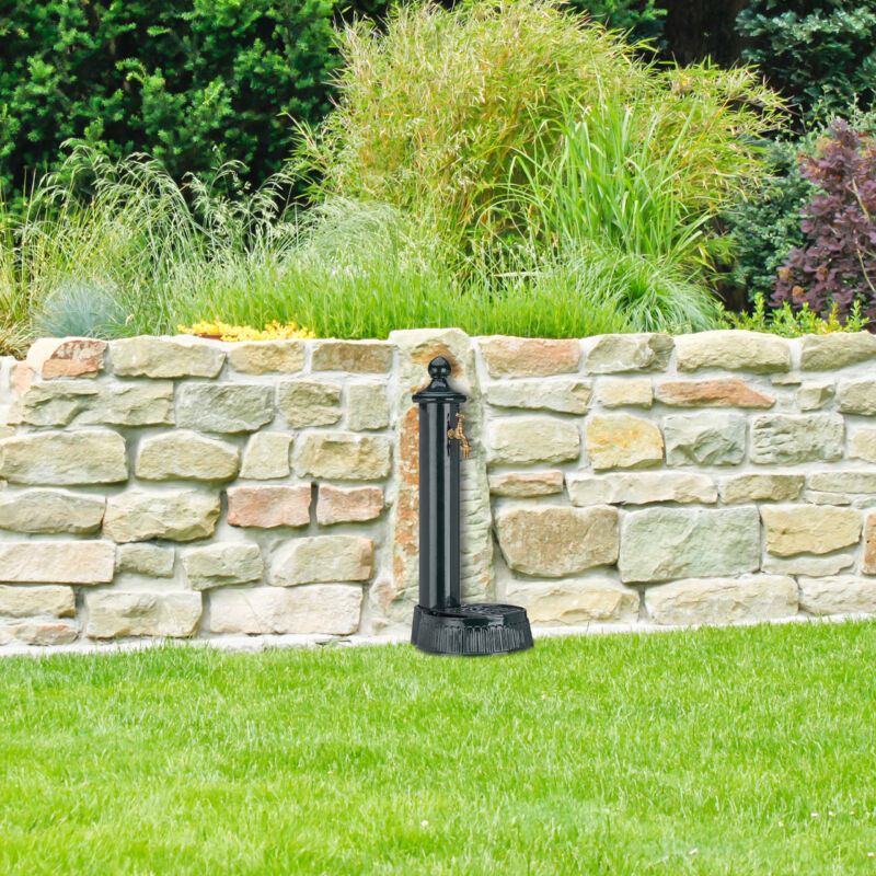 Fontana Da Parete Relaxdays Stile Antico - Verde, Rubinetto E Vaschetta, Per Giardino - Foto 3