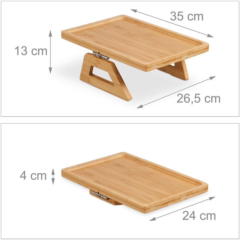 Tavolino Bracciolo Divano Vassoio Bambù Portatelecomando Portatazza LxP  42x34 cm