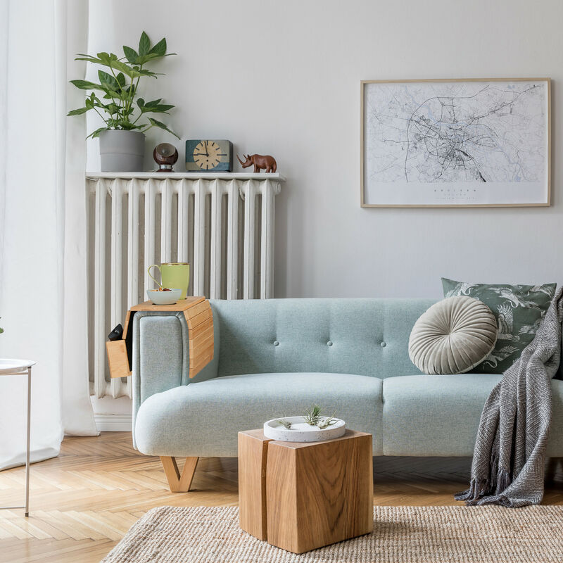 Tavolino Da Bracciolo Divano Vassoio Da Divano In Legno Di Bambù Pieghevole Tavolino Da Tavolo Con Supporto Per Telefono Girevole A 360° Per Braccioli Vassoio Da Bracciolo Per Snack Bevande Telecomando Tavolino