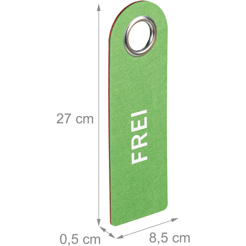 2 segni di porta LIBERO/OCCUPATO - Ciascuno 27 x 8,5 x 0,5 cm - Anello di protezione in metallo implementato per durabilità - Realizzato in feltro di poliestere resistente all'acqua - SynMe