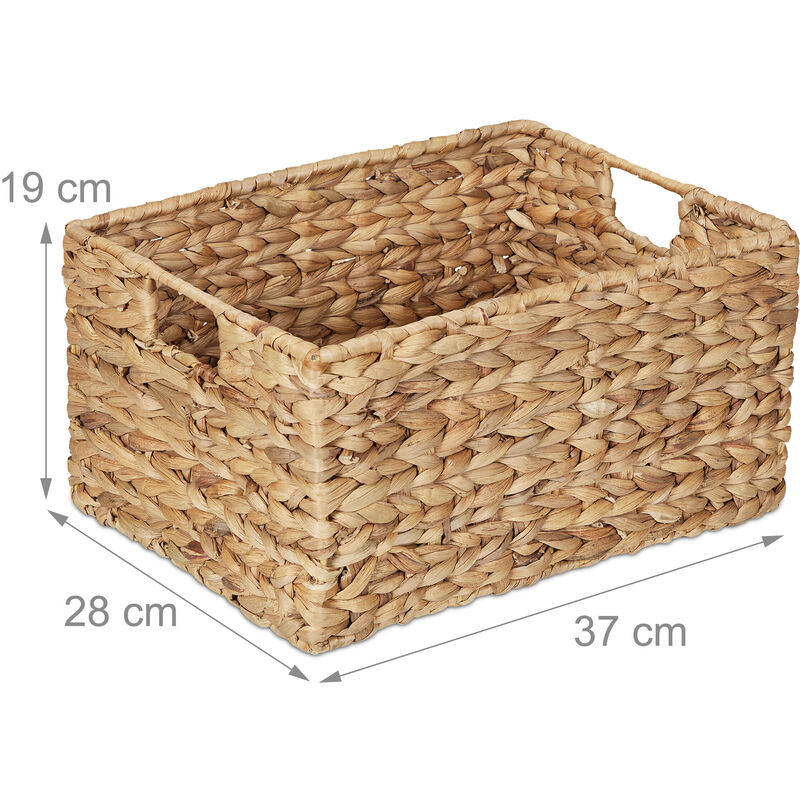 Set 4 Cestini Portaoggetti In Bambù 20x31x31cm | Fodera Tessuto | Per Bagno, Camera, Soggiorno | Naturale - Foto 10