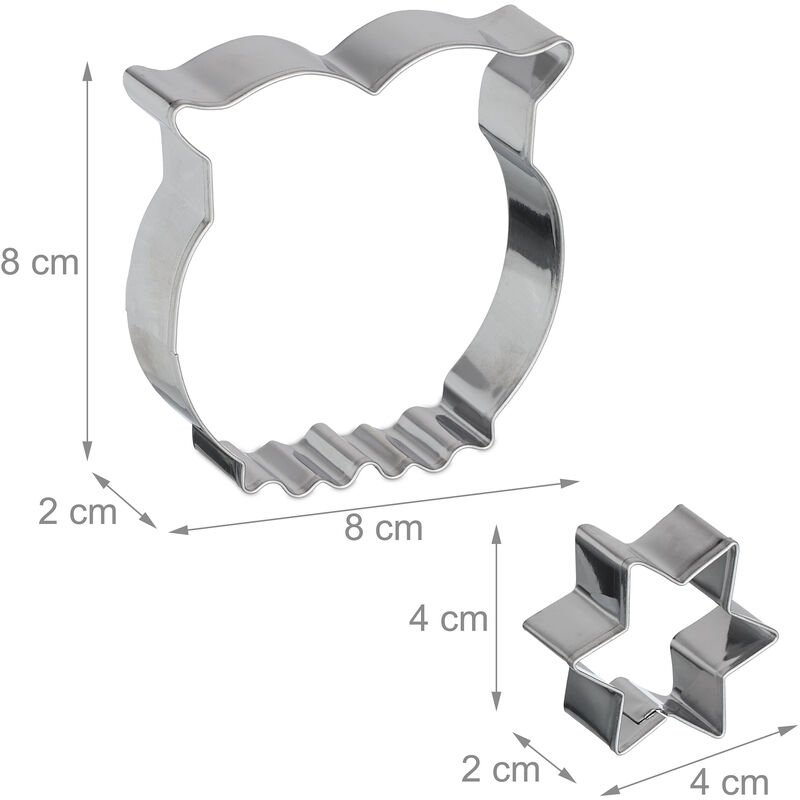 BekkiB - Set di 4 formine per biscotti gufo & co. – stampi per
