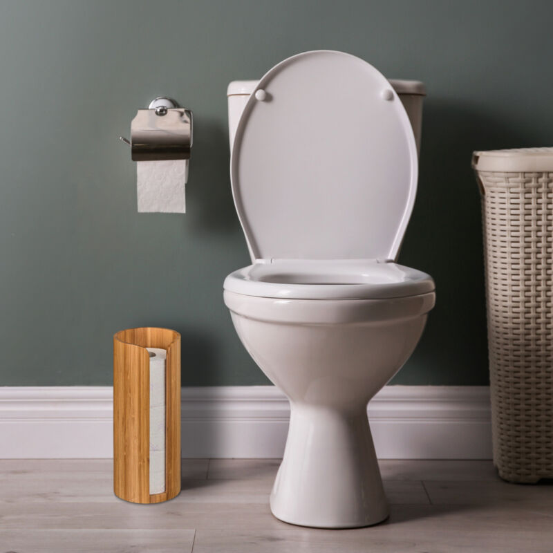 Porta Rotolo Carta Igienica DIDAINT Da Terra - Mobiletto Con Coperchio, Capacit&agrave; 9-16 Rotoli, Beige