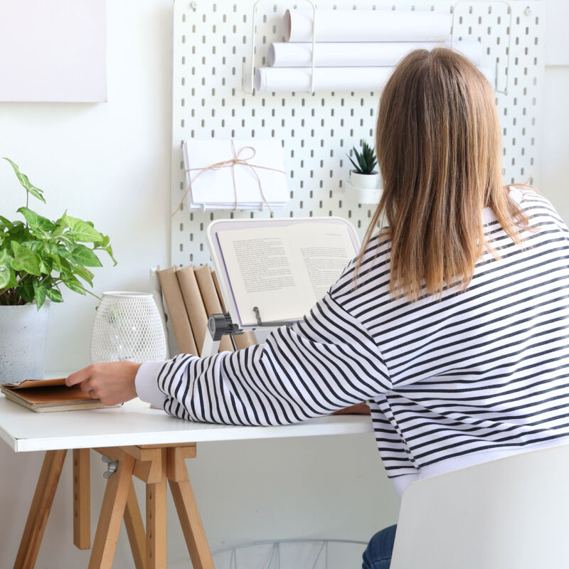 Supporto per ricettario e ricettario da cucina, regolabile, adatto per iPad, tablet e libri di cucina