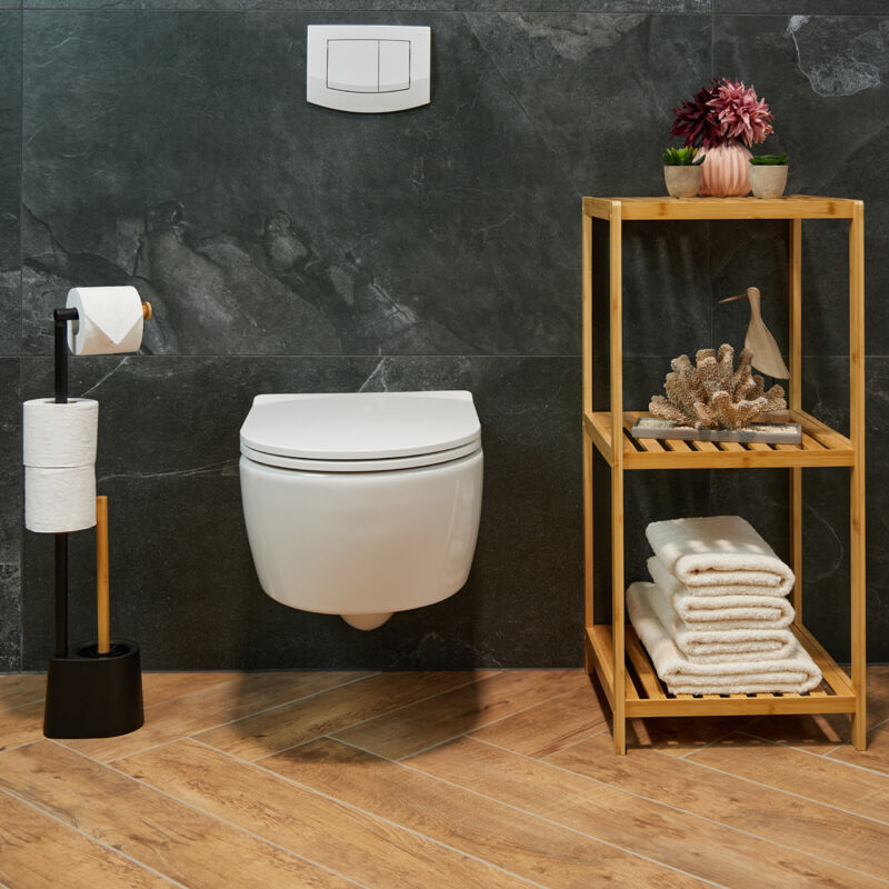 2x Set Di Scopino E Portascopino In Plastica, Per Bagno E WC Testa Scopino Sostituibile 37 Cm Nero 84662395