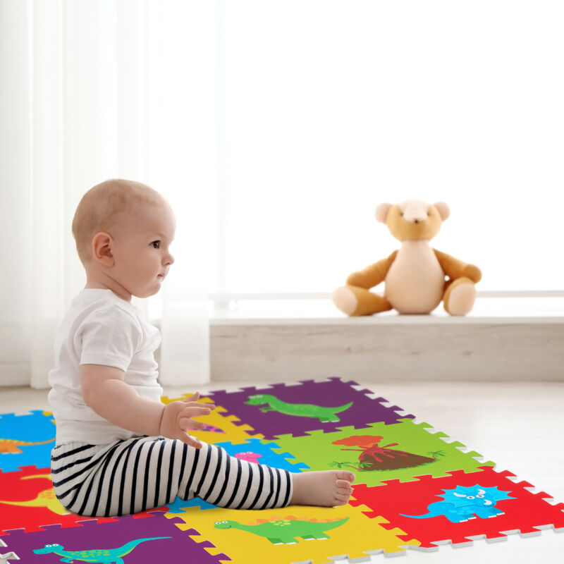 Relaxdays Tappeto Puzzle per Bambini, Tasselli con Numeri, Tappetino per Gattonare, Tappetone Gioco Campana, Colorato