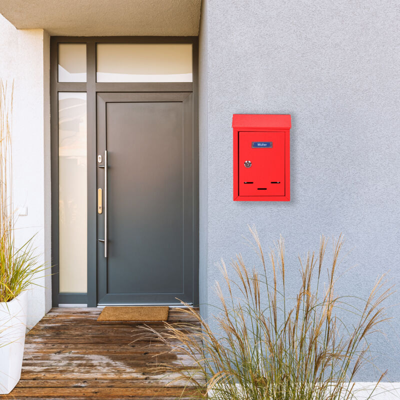 Cassetta Della Posta Relaxdays Con Targhetta - Metallo Blu Con Serratura, 30.5x21x7 Cm - Foto 7