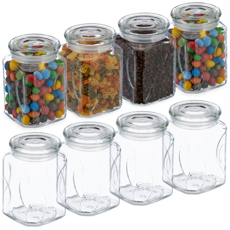Relaxdays Set 3 Barattoli in Vetro con Coperchio in Acciaio, Contenitori per Cucina, da 700 ml, Trasparente Argentato | Leroy Merlin