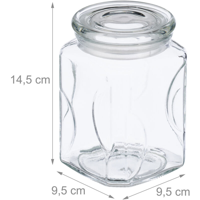 ANSQU Barattolo di vetro vintage, da, con coperchio, barattolo colorato per cucina, dispensa, barattolo in vetro per alimenti, per caffè, tè