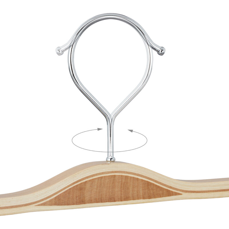 Relaxdays Set 50 Grucce In Legno Nere – Appendini Con Gancio Girevole E Tacche, Per Pantaloni, Camicie E Giacche - 5
