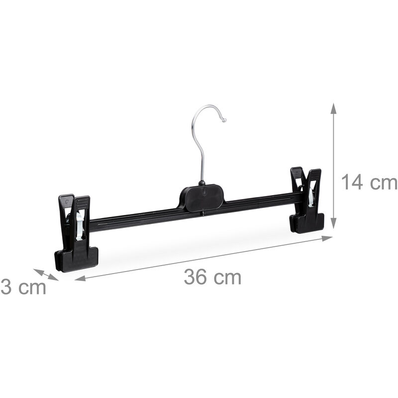 Grucce Per Gonne E Pantaloni In Plastica Nera Con Clip Regolabili – 25 Pezzi, Larghezza 35,6 Cm, Gancio Girevole - 3