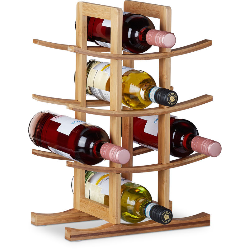 utilizzato per il bancone del bar della cucina del soggiorno 12 bottiglie di vino in bambù a 3 strati Porta vino in legno impilabile contenitore per vino autoportante