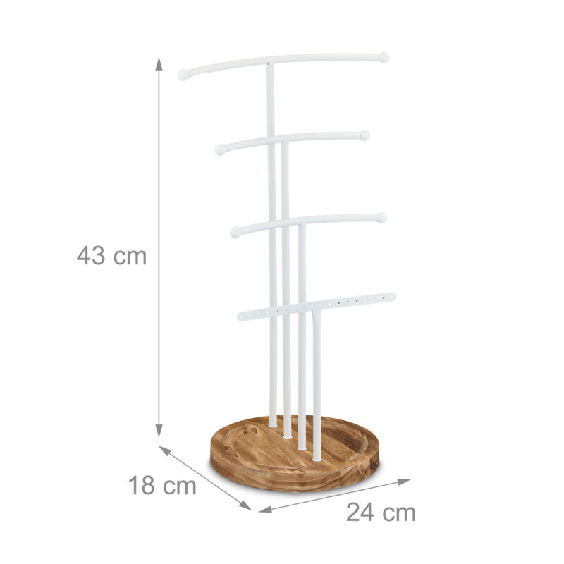 Relaxdays Espositore Gioielli con 3 Aste & Ripiano, Stand a Forma di T, Porta Collane, Anelli