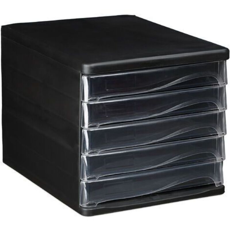 Organizer Da Scrivania A 5 Cassetti - Per Documenti A4, Cancelleria, Nero, 24x26x34 Cm - Foto 3