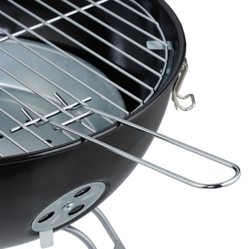 Relaxdays Barbecue A Sfera Portatile 37 Cm – Carbonella Con Coperchio, Valvola Aria, Pinze Incluse, Per Campeggio E Giardino