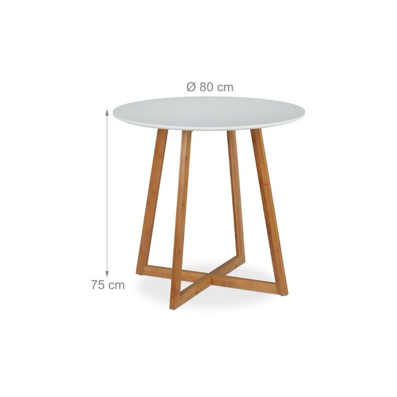 Tavolo Da Pranzo Scandinavo 2 Posti In Bambù E MDF, Design Moderno E Salvaspazio, Perfetto Per Cucine Piccole - Foto 4