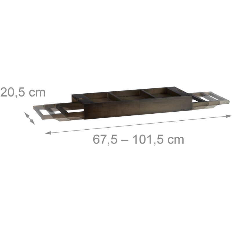 2x Vassoio in Bambù per Vasca da Bagno, Allungabile, con Leggio e Porta  Bicchiere, Regolabile 70-105 cm, Naturale