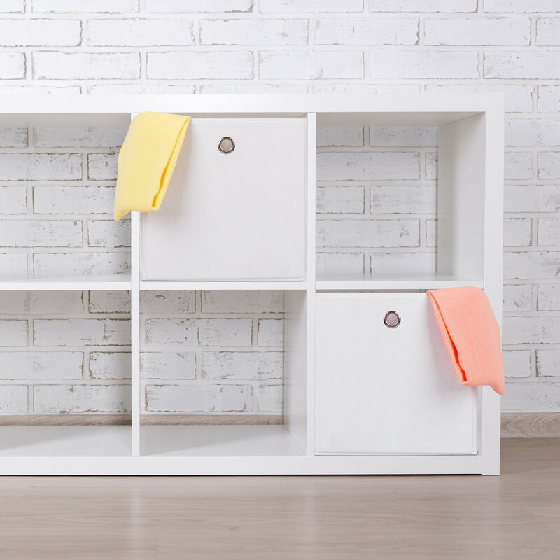 Beige Set da 2 Cestini Porta-Oggetti Scatole a Forma di Cubo 30x30x30 cm Relaxdays 30 x 30 x 30 cm per Lo Scaffale Quadrati Cartone Poliestere 