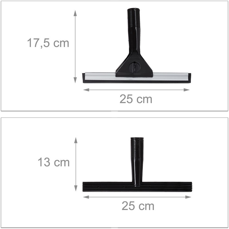 Relaxdays Lavavetri, Set Professionale da 5 Parti, Tira e Asciuga Vetri, con  Asta Telescopica Allungabile, Nero