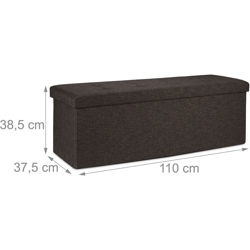 Pouf Con Contenitore E Vassoio Relaxdays - Grigio Scuro, 76x38x34cm, In Velluto E Legno - Foto 5