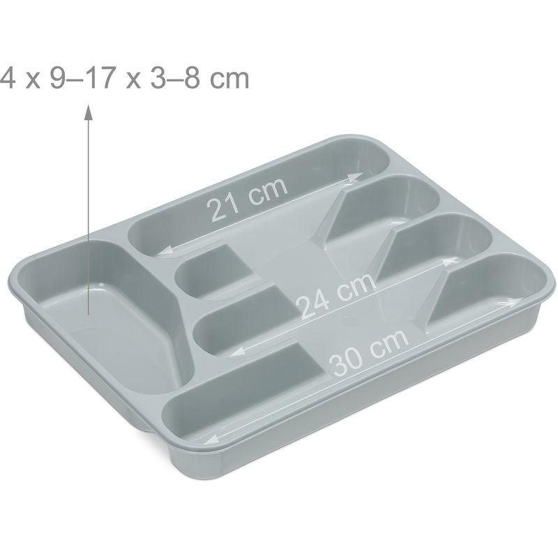 Organizzatore posate in gomma cinque scomparti Grigio Scuro TIDYSMART  32,5x23,2 h4,5 cm