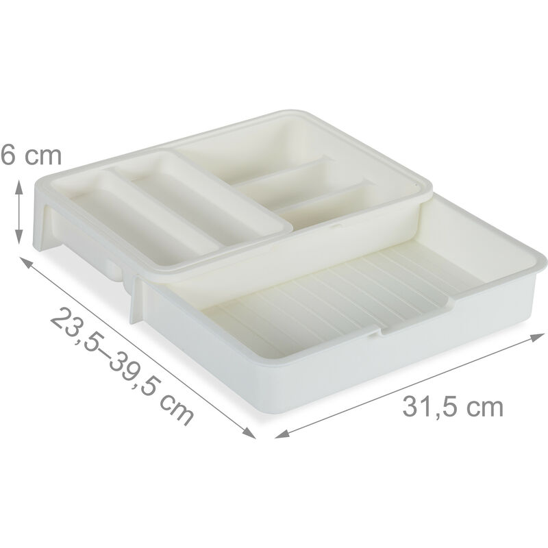 Relaxdays Portaposate da Cassetto, Regolabile, 7 Scomparti, Posate &  Accessori Cucina, Plastica, 6x23,5x31,5 cm, bianco