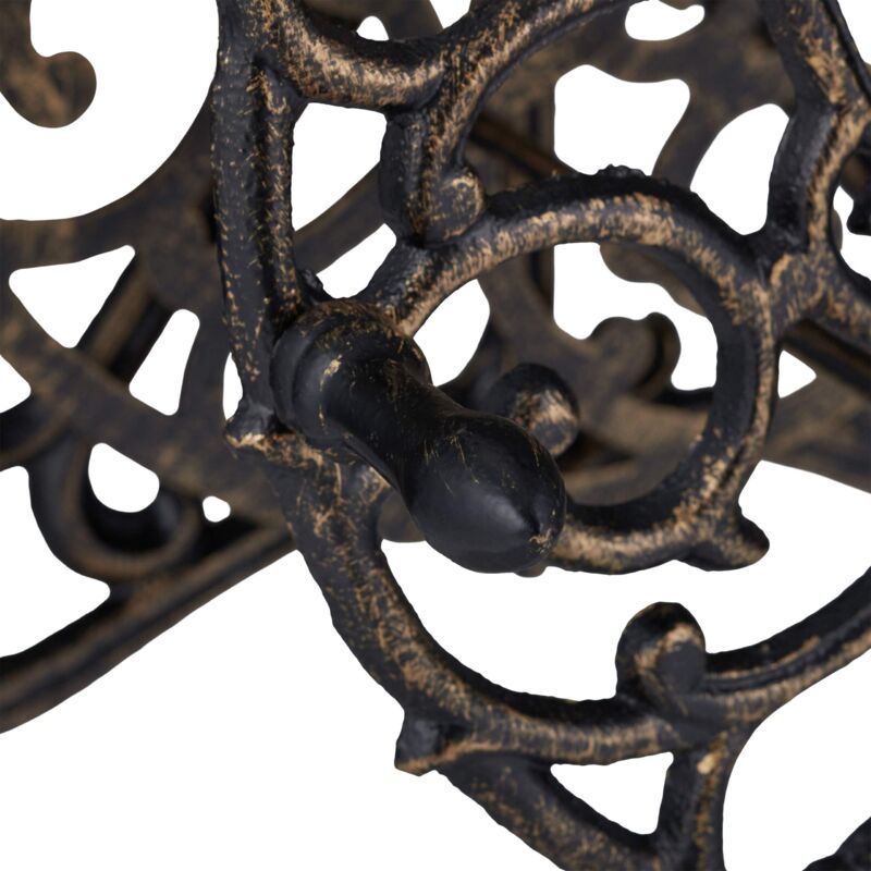 Supporto Porta Tubo Da Giardino Girevole In Ghisa - Design Vintage Nero/Oro 34x23x18 Cm