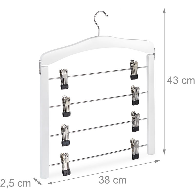 Relaxdays Gruccia per Gonne con Pinze Salvaspazio, Appendiabiti Multiplo  Antiscivolo, 45,5x39x2,5 cm, Marrone Chiaro