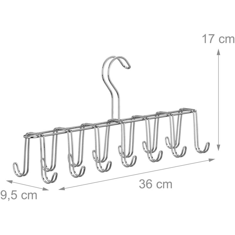 10x Gruccia Multipla, Moderno Porta Cinture, Salvaspazio, Organizer  Portacravatte 12 Ganci, da Armadio, argento