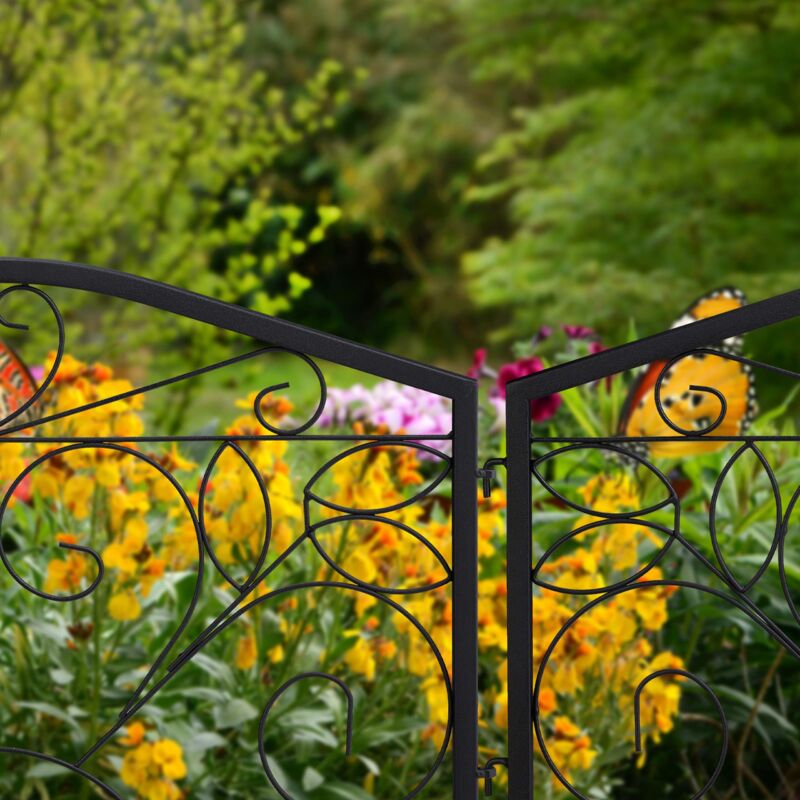 Relaxdays Recinzione Giardino Set 5 Pareti | Metallica Nero, Design Antico Con Farfalle 46x250cm - Foto 10