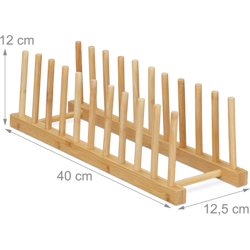 Scolapiatti in bambù gocciolatoio porta piatti e coperchi supporto sostegno