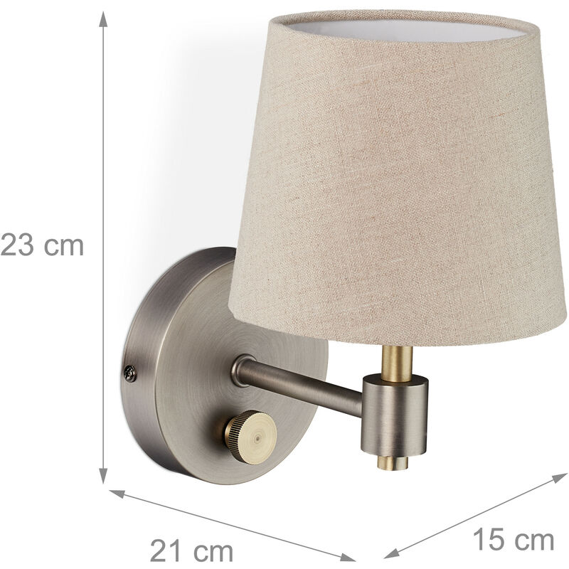 ACHNC Rustica Lampada Da Parete Con Interruttore,E27 Lampada Da Comodino,Applique Da Parete Camera Da Letto Con Lampada Da Lettura LED Flessibile,Lampada A Muro Per Soggiorno Balcone Corridoio,Beige