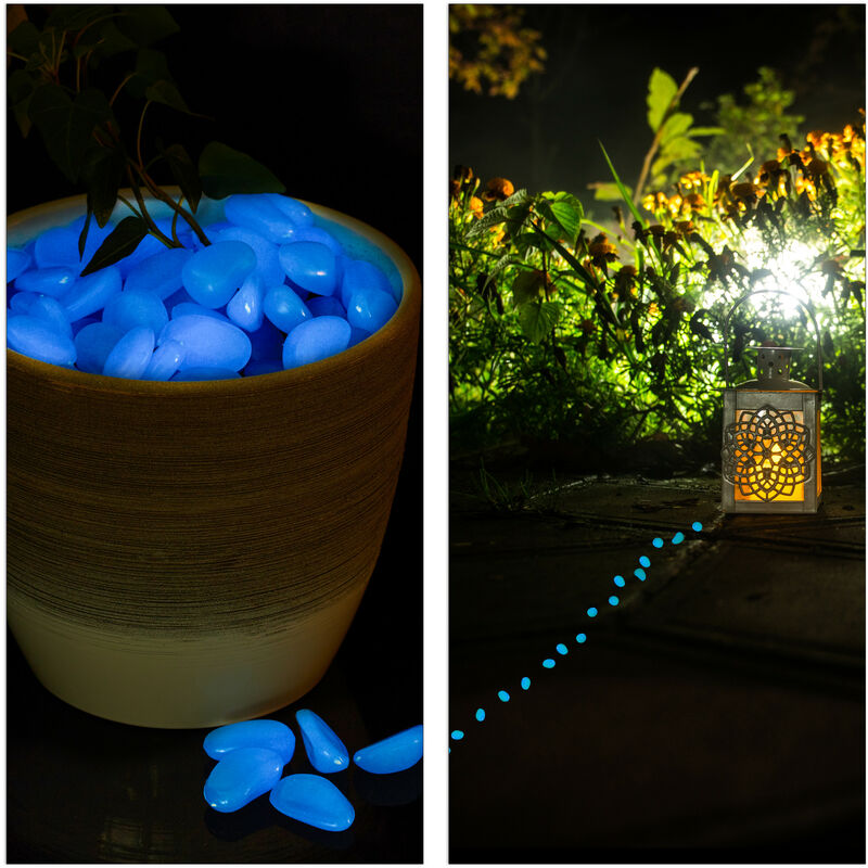 Relaxdays Pietre Luminose, Set 200 Ciottoli Luminescenti, Decorazione per  Giardino & Acquario, Vasi & Arredo, Color Blu