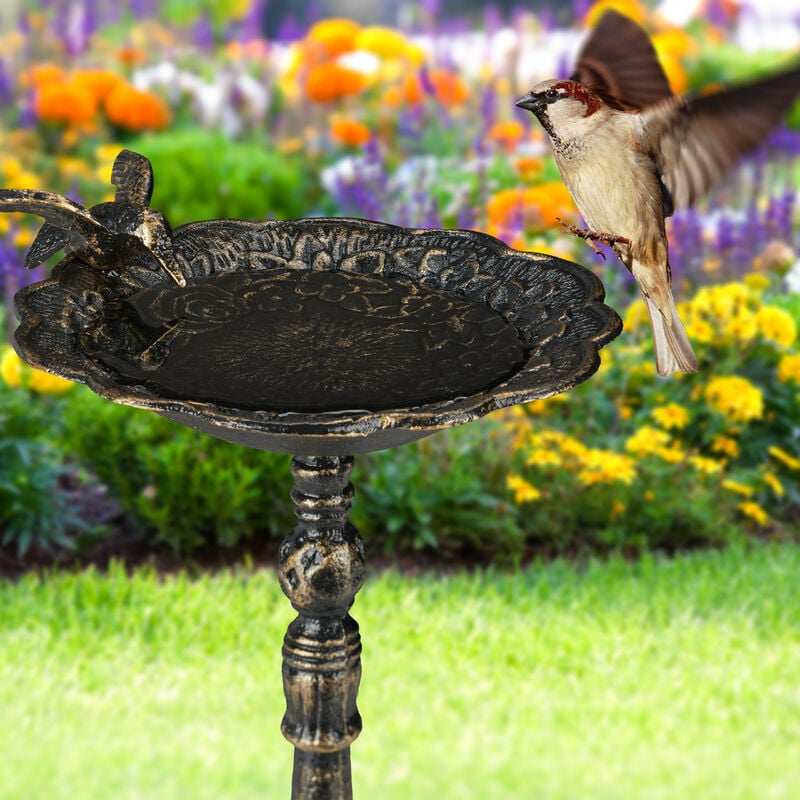 Relaxdays Abbeveratoio, Vaschetta per Uccellini da Terra, Decorazione da  Giardino, Accessori per Uccelli, 40 cm, Bronzo