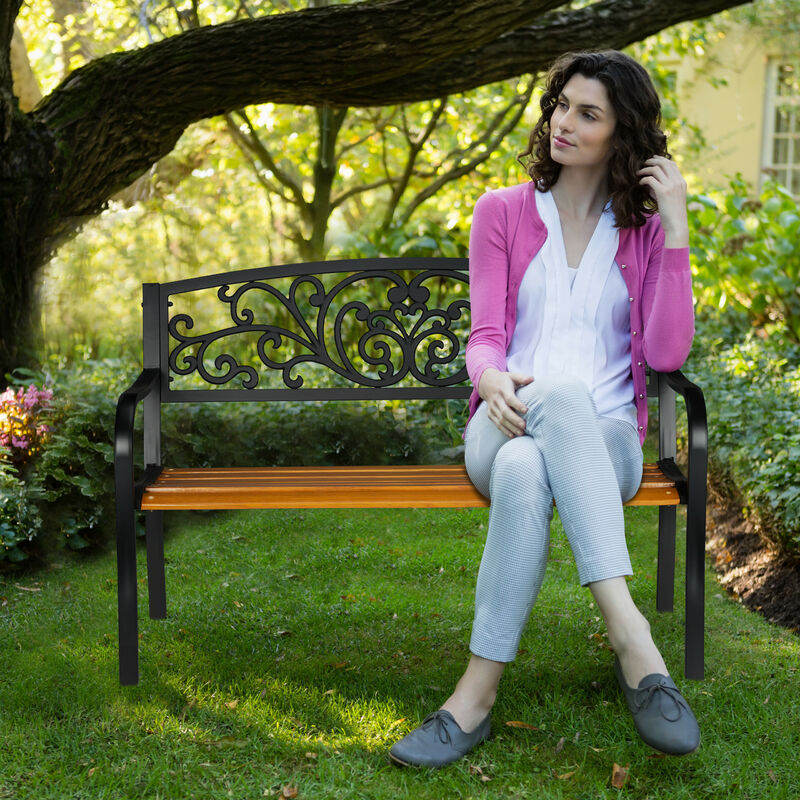 Panca Da Giardino Basculante 2 Posti - Panchina A Dondolo In Acciaio Con Tessuto Plastica - Foto 3