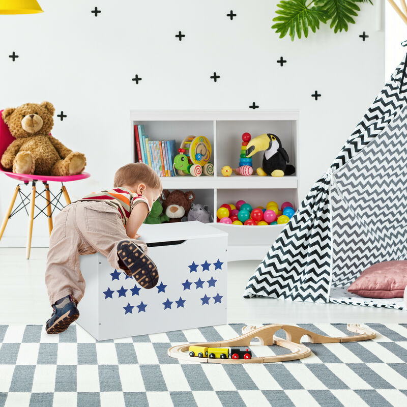 Relaxdays Scaffale Portagiochi per Bambini, 72 x 80 x 40 cm, Libreria con 4  Scomparti, Mobile Arredo Cameretta, Bianco