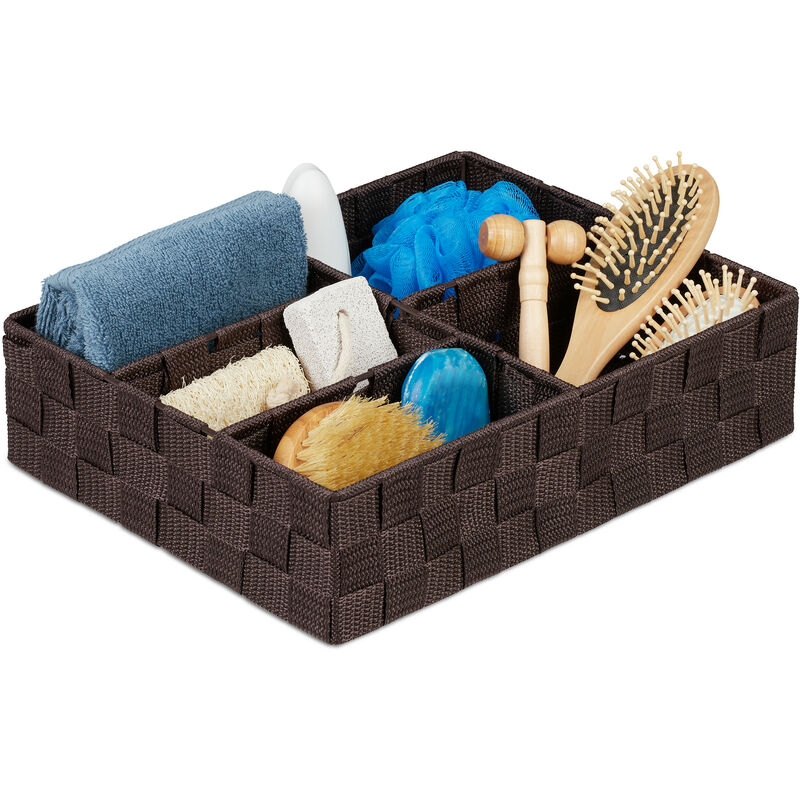 Relaxdays Organizer da Parete Stoffa Portaoggetti da Appendere 3 Cestini  Portatutto Plastica HLP: 75x25x15cm, Nero