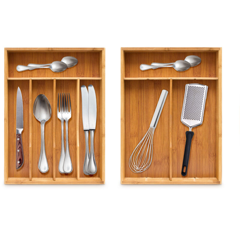 Portaposate Bambù 4 Scomparti | Organizer Da Cassetto Per Cucina E Ufficio - Foto 9