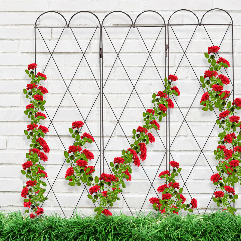 Griglia Per Piante Rampicanti Relaxdays - Set 3 Pannelli 122x30,5 Cm, Acciaio Zincato Nero