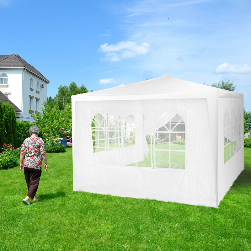 Tende Per Gazebo Set Da 4 | Pareti Laterali Impermeabili In PVC | Con Finestre E Zip | Verde 3x2 M - Foto 9