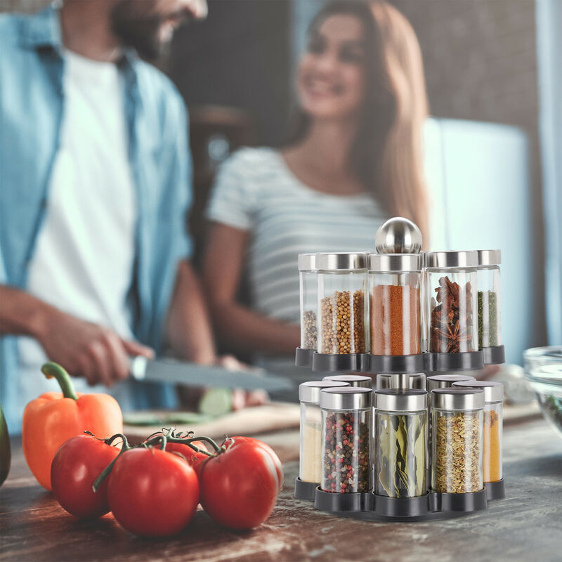 Porta Spezie A 3 Livelli In Acciaio - Organizer Da Cucina Salvaspazio 40x45x42cm, Regolabile - Foto 4