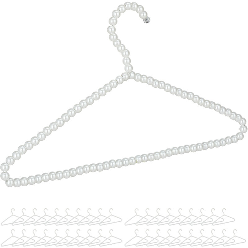 40x Grucce Appendiabiti con Perline, Set da 40, Stampelle Giacche, Asta per  Pantaloni e Gonne, 40 cm, Plastica, Bianco