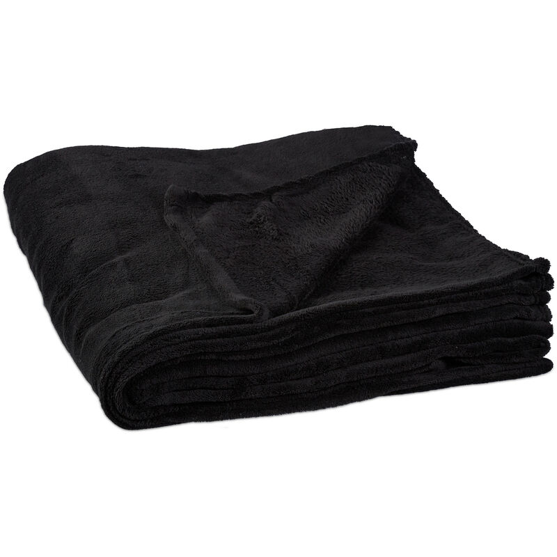 1x Morbida Coperta Extra Large in Poliestere, Pile per Divano, Tessuto  Lavabile a 30°C, HLP: 1 x 200 x 220 cm, Nero