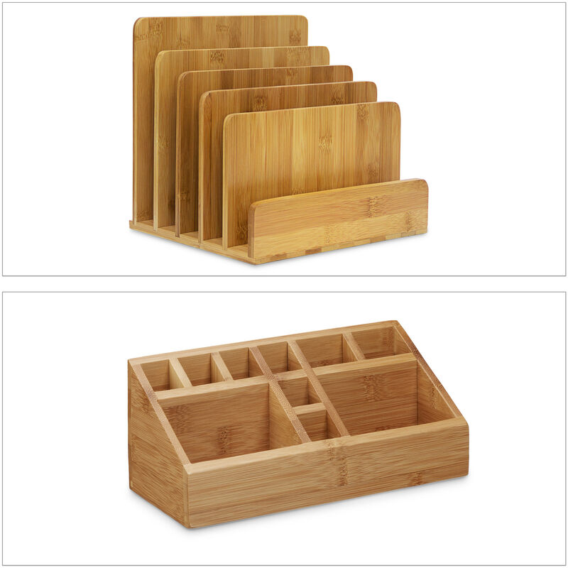 NUODWELL Set Di Organizer Da Scrivania In Legno, 3 Ripiani, Vassoio Per Lettere, Portadocumenti A4, Portapenne, Organizer Da Scrivania E Oggetti Per Ufficio (rovere