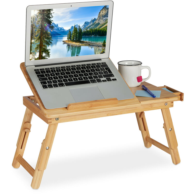 tavolino porta PC da letto 72x35x26cm, in legno, regolabile